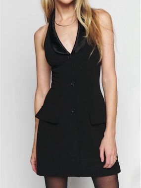 Reformation Hadley Black Zip-Back Dress